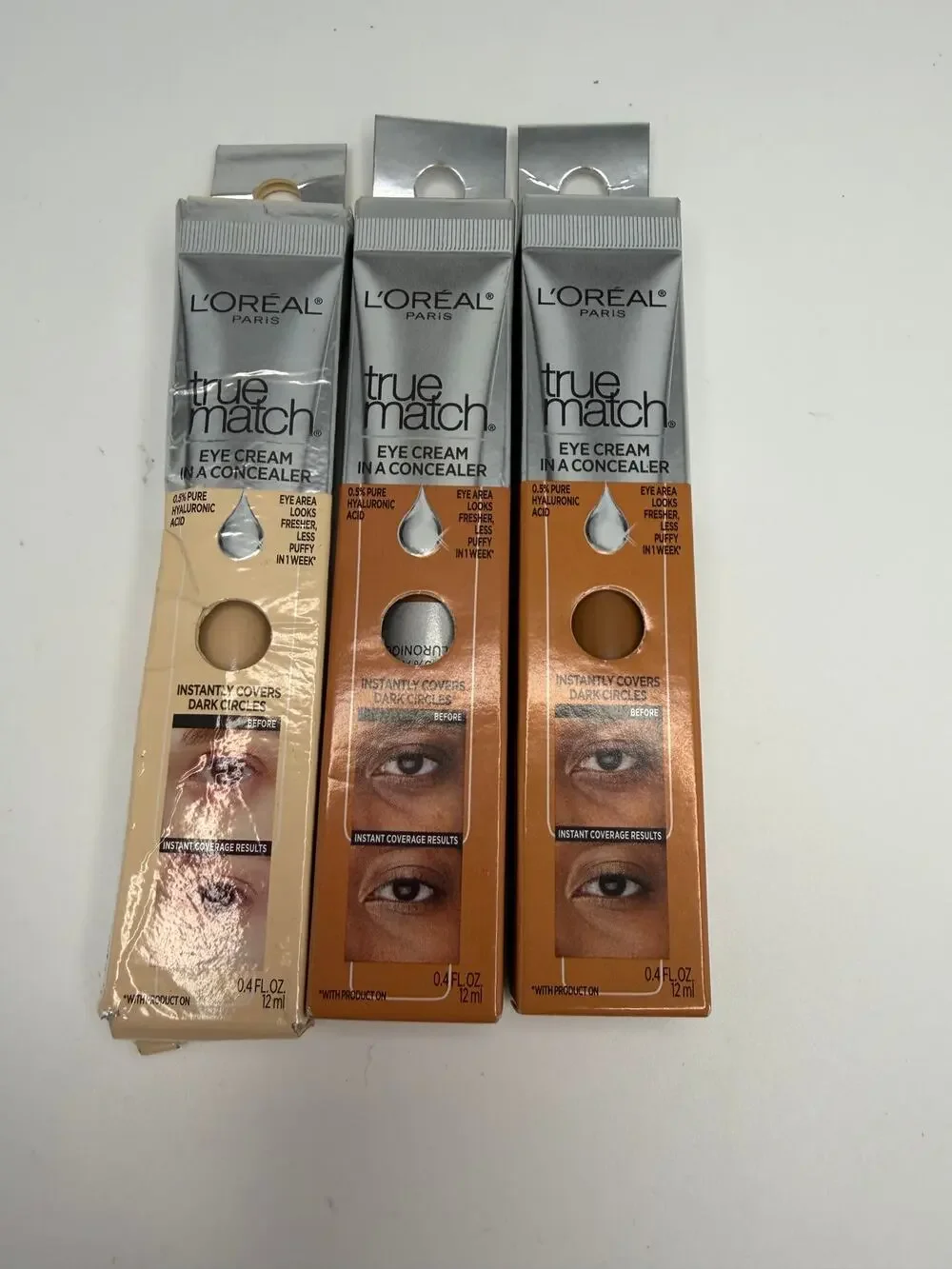 L'Oreal True Match Eye Cream in a Concealer Hyaluronic Acid 0.4oz Lot of 3 NEW